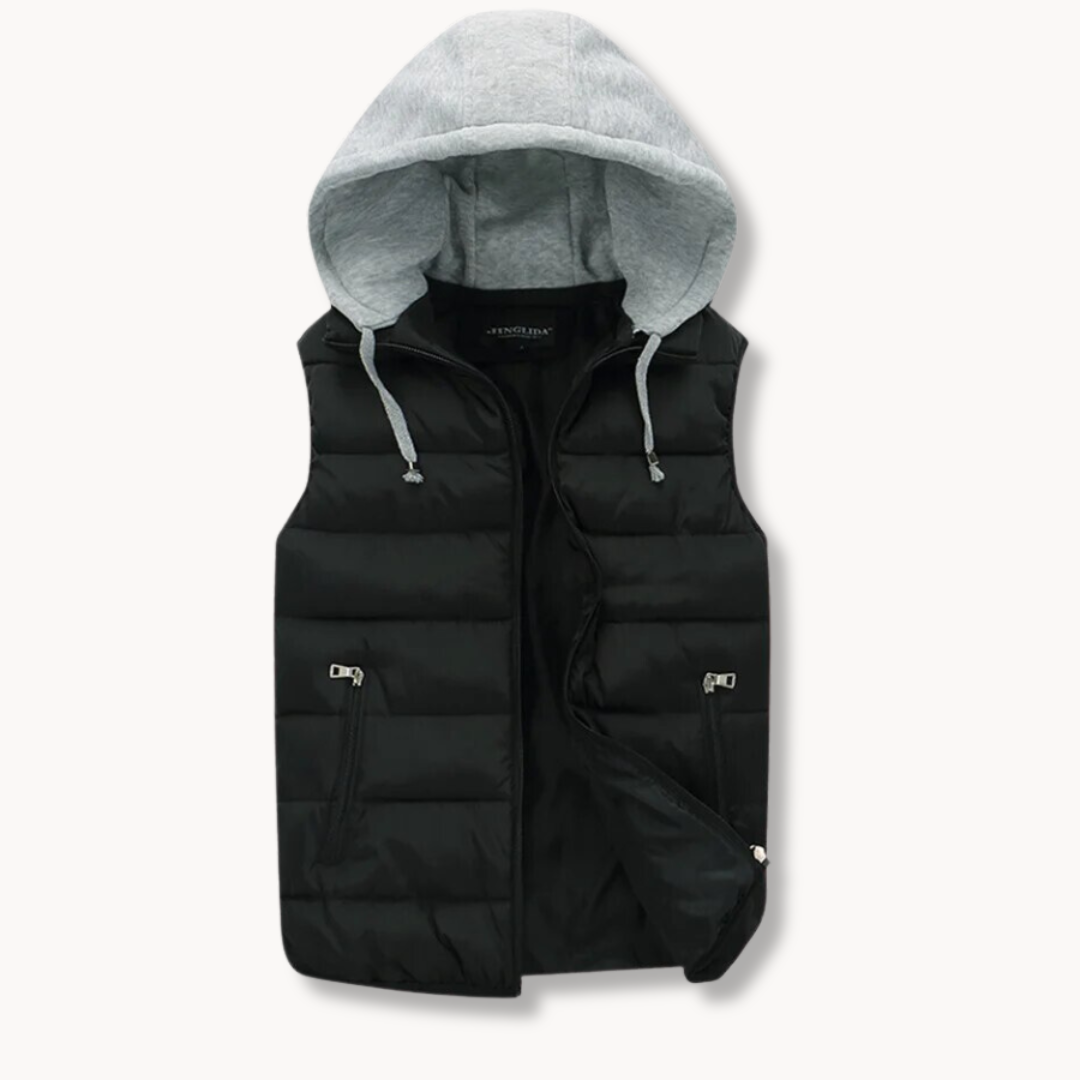 Dale | Men's Puffer Vest with Hood and Stretch Fabric