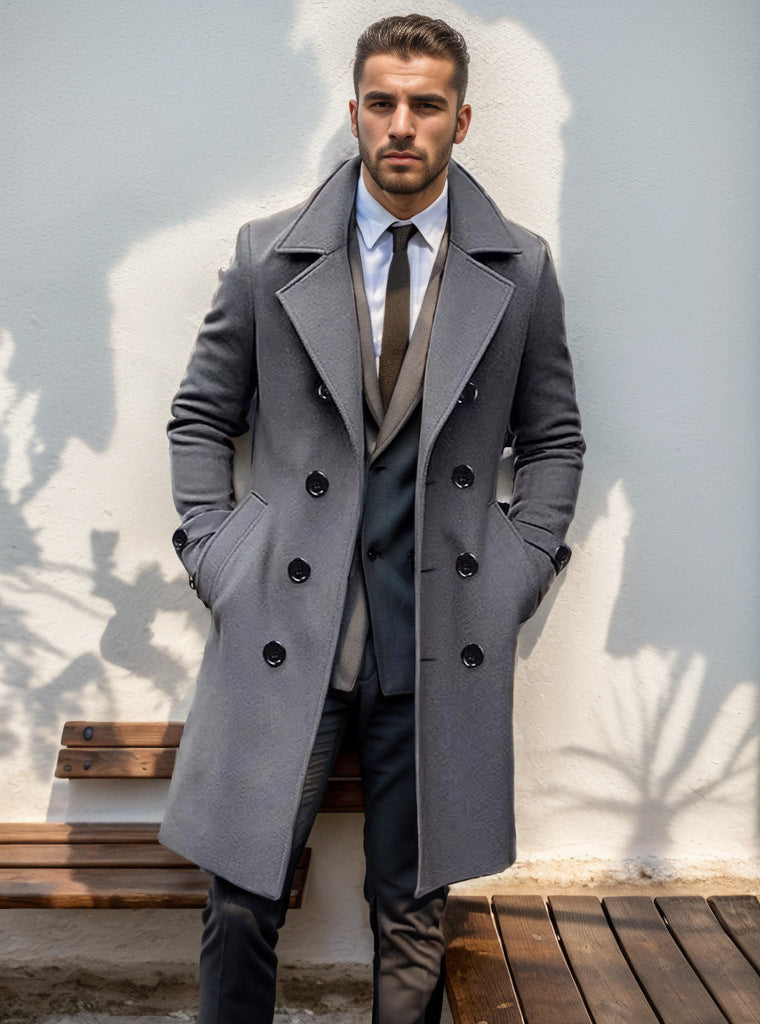 Evan | Men's Double Breasted Trench Coat with Notch Collar and Lined Interior