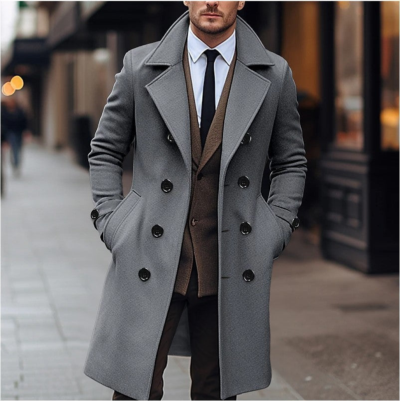 Evan | Men's Double Breasted Trench Coat with Notch Collar and Lined Interior