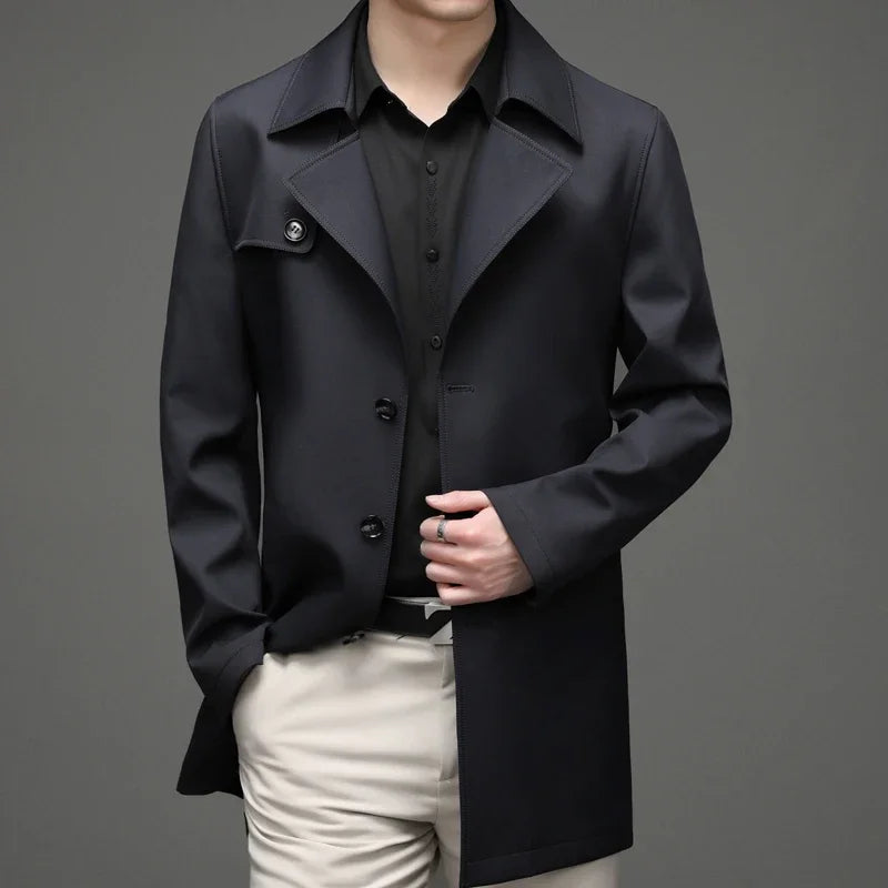 Lance | Men's Trench Coat with Notched Lapel and Tailored Fit