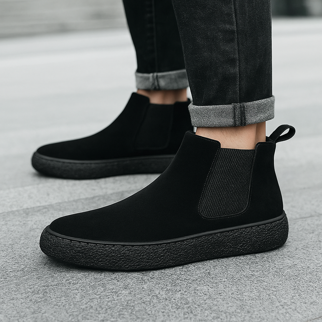 Men's suede Chelsea boots with cushioned insole