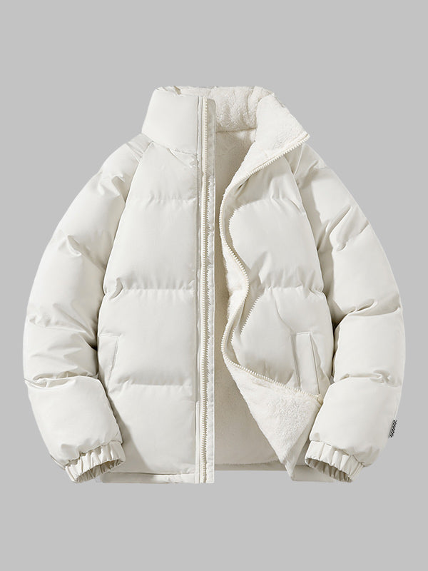 Men's winter puffer jacket with relaxed fit in Beige