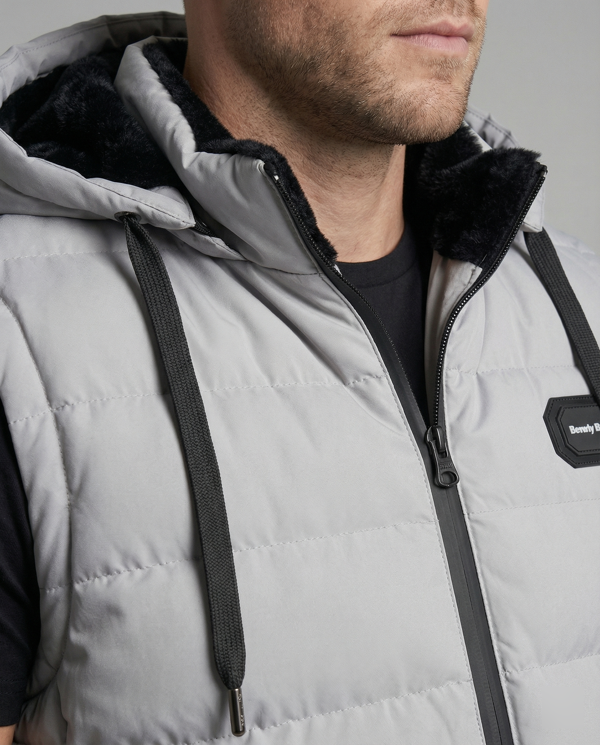 Neil | Men's Quilted Puffer Vest with Hood and Zip Pockets