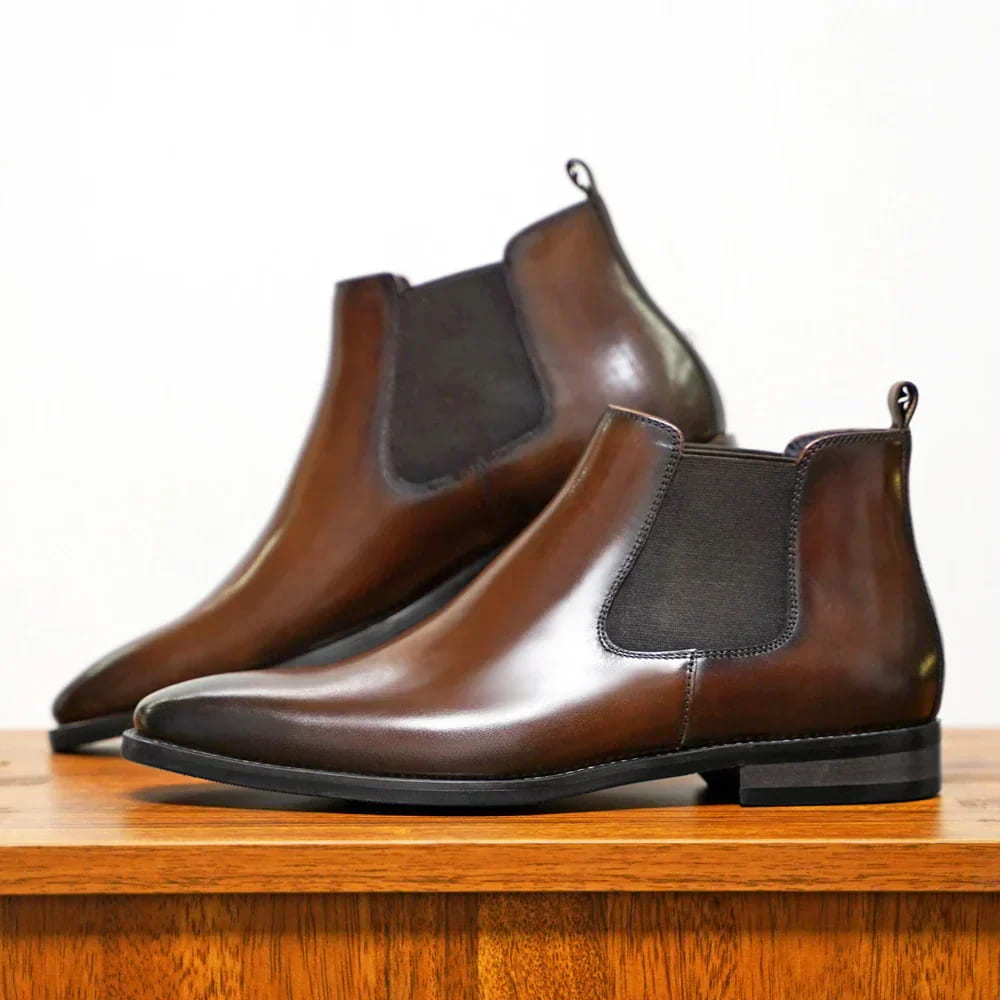 Men's leather dress Chelsea boots with cushioned sole
