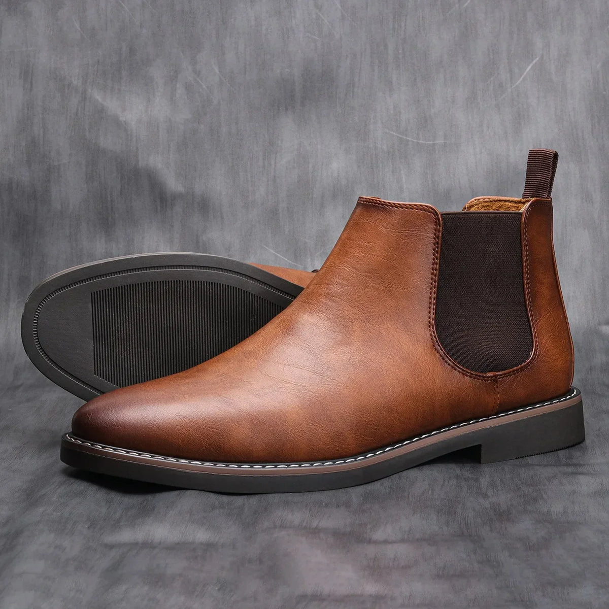 Men's dress Chelsea boots with elastic sides and padded insole