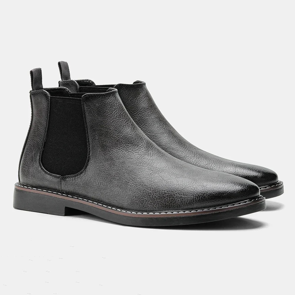 Men's dress Chelsea boots with elastic sides and padded insole in Gray