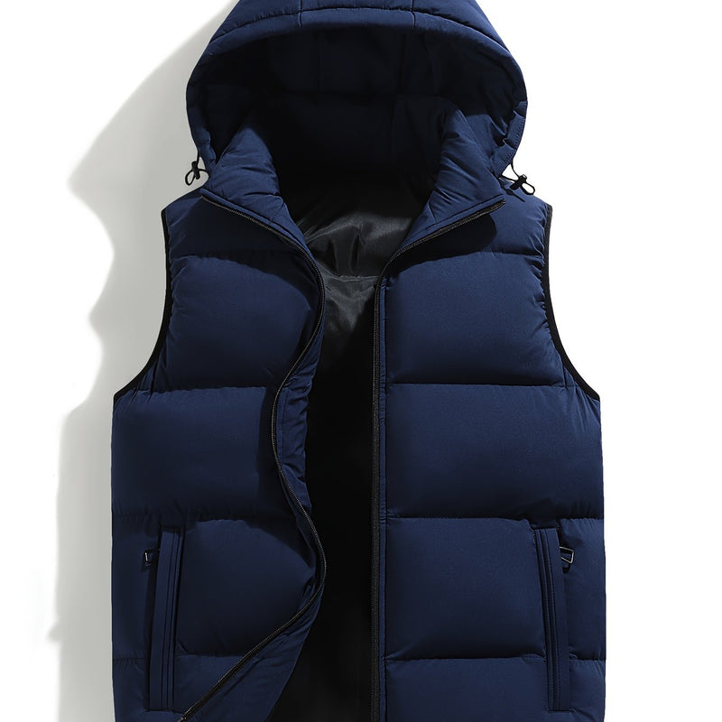 Jeff | Men's Puffer Vest with Adjustable Hood and Zip Pockets