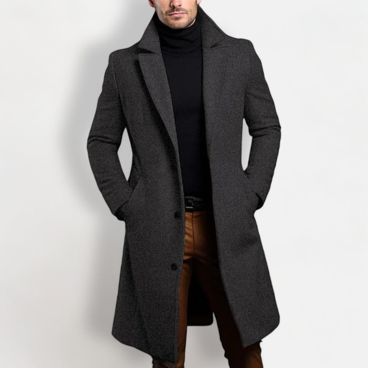 Todd | Men's Trench Coat with Single Breasted Front and Slim Silhouette