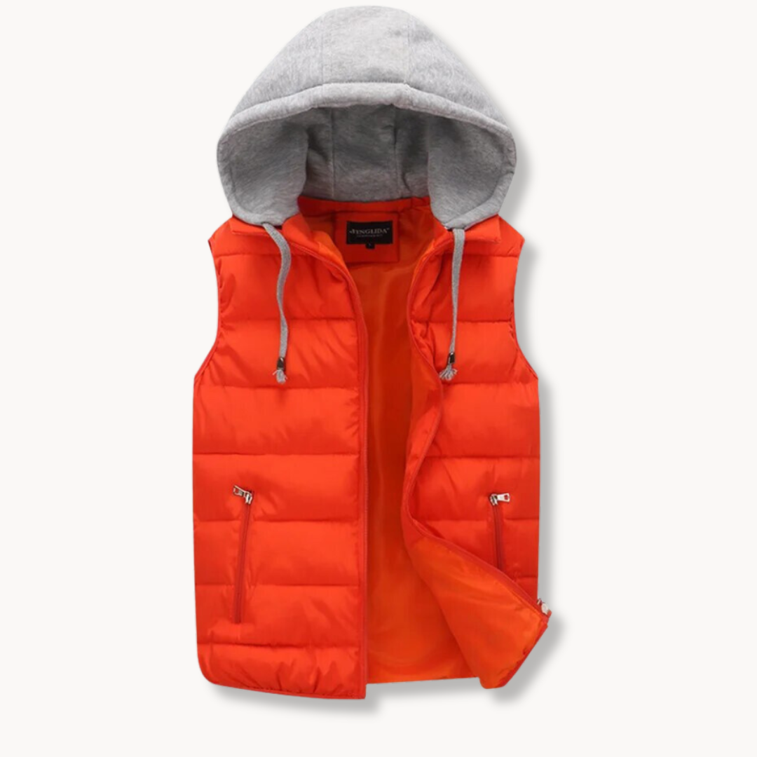 Dale | Men's Puffer Vest with Hood and Stretch Fabric