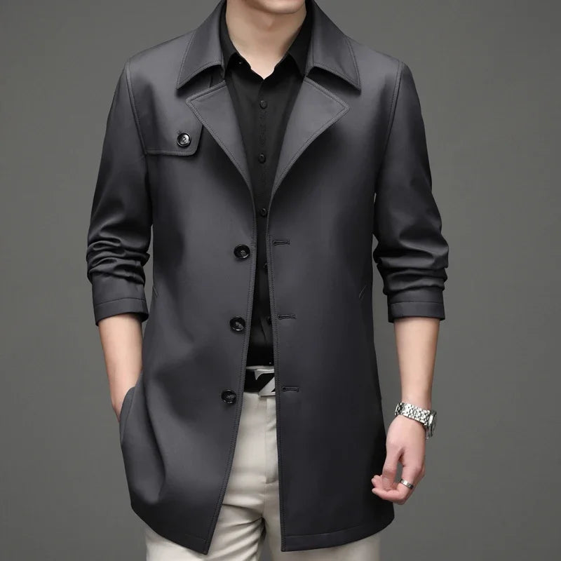 Lance | Men's Trench Coat with Notched Lapel and Tailored Fit