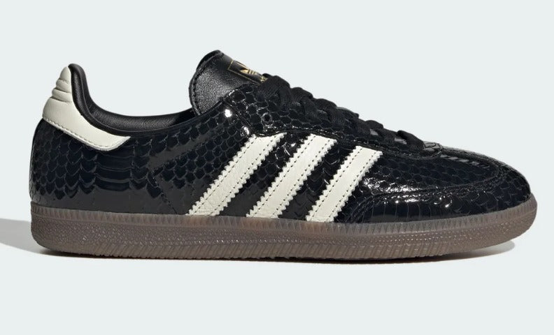 Adidas Samba — Black Patent Snakeskin