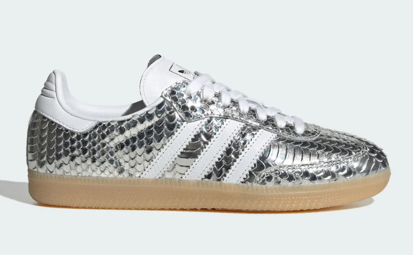 Adidas Samba — Silver Metallic Snakeskin