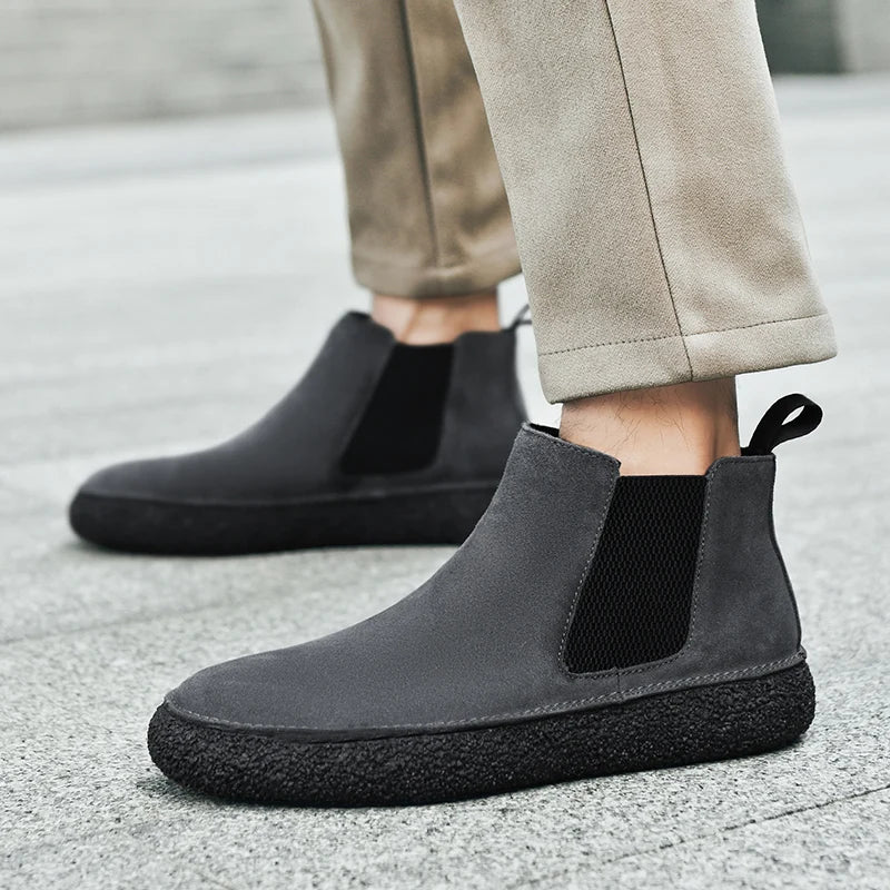 Men's suede Chelsea boots with cushioned insole