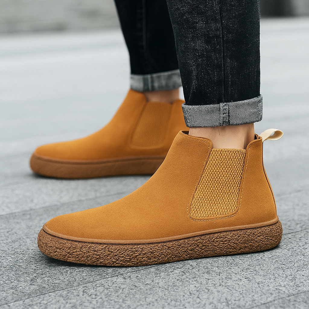 Men's suede Chelsea boots with cushioned insole