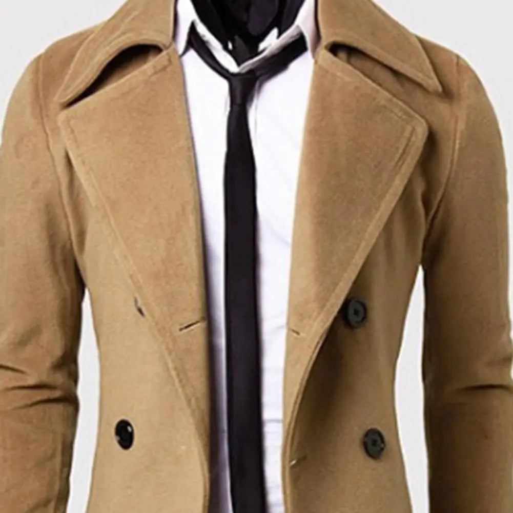 Owen | Men's Long Double Breasted Trench Coat with Windproof Shell
