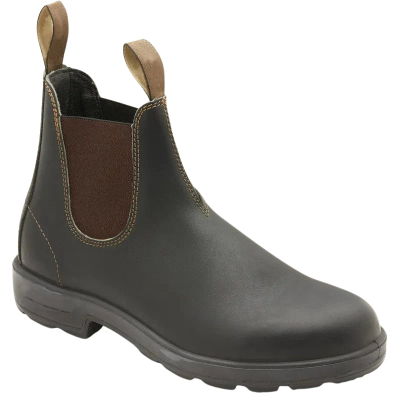 Men's Chelsea boots with round toe and rubber outsole in Brown