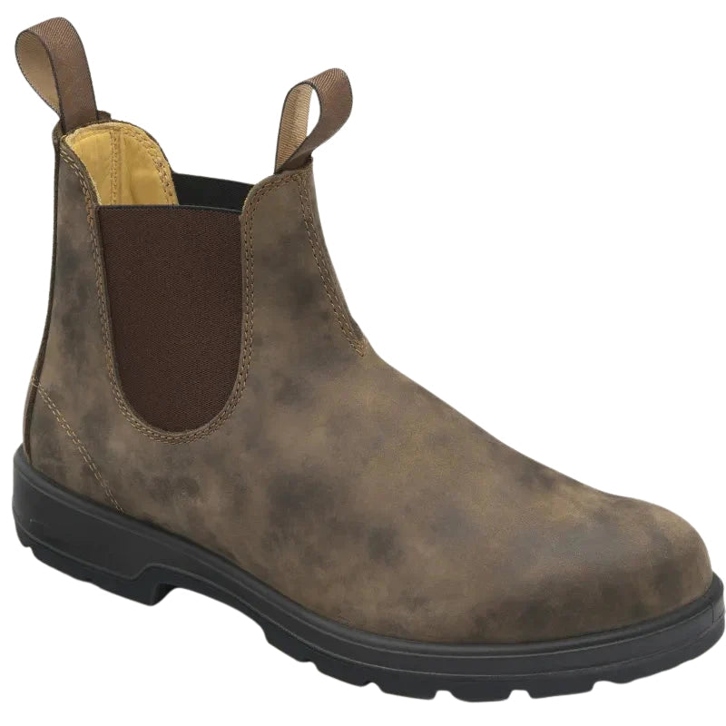 Men's Chelsea boots with round toe and rubber outsole in Khaki