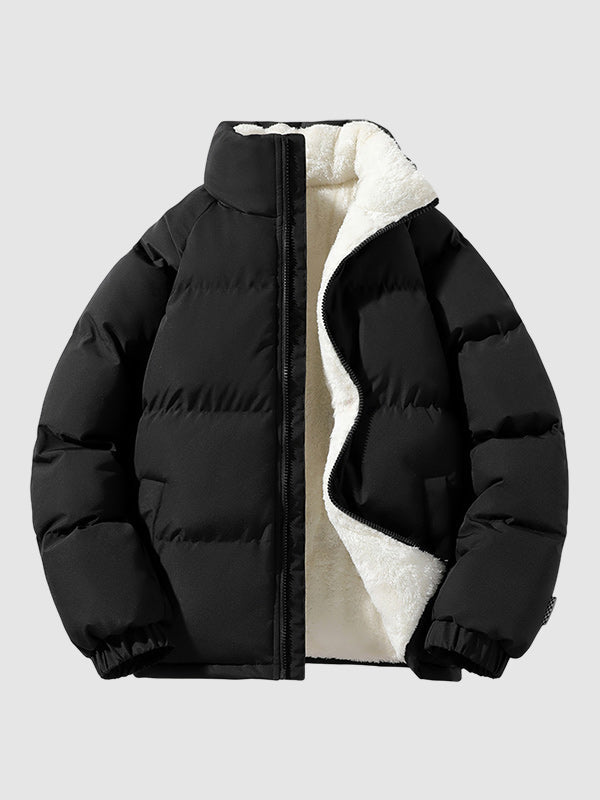 Men's winter puffer jacket with relaxed fit in Black