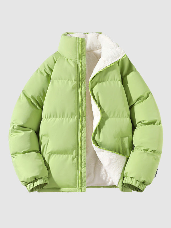 Men's winter puffer jacket with relaxed fit in Green