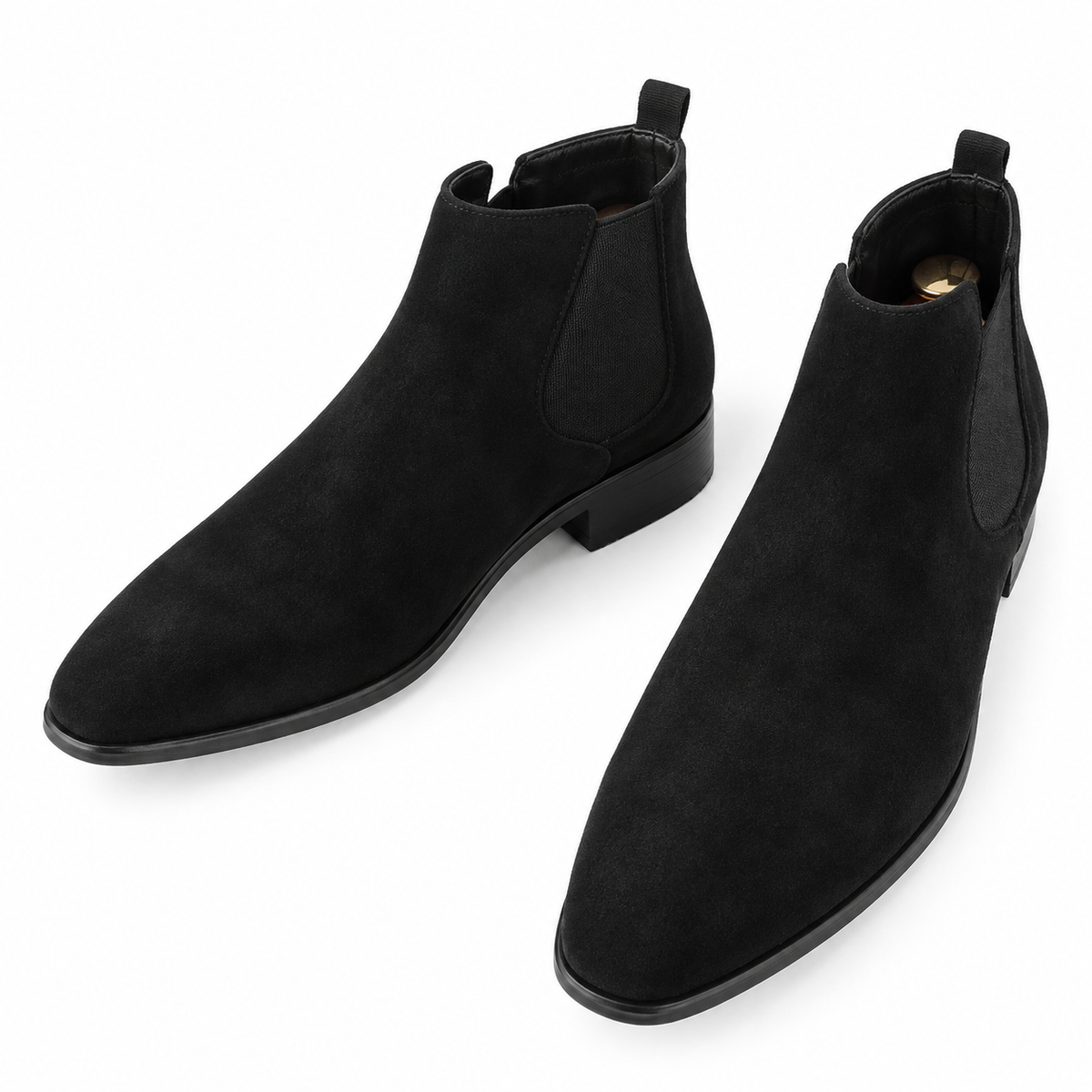 Men's dress Chelsea boots with elastic side panels and pull tab