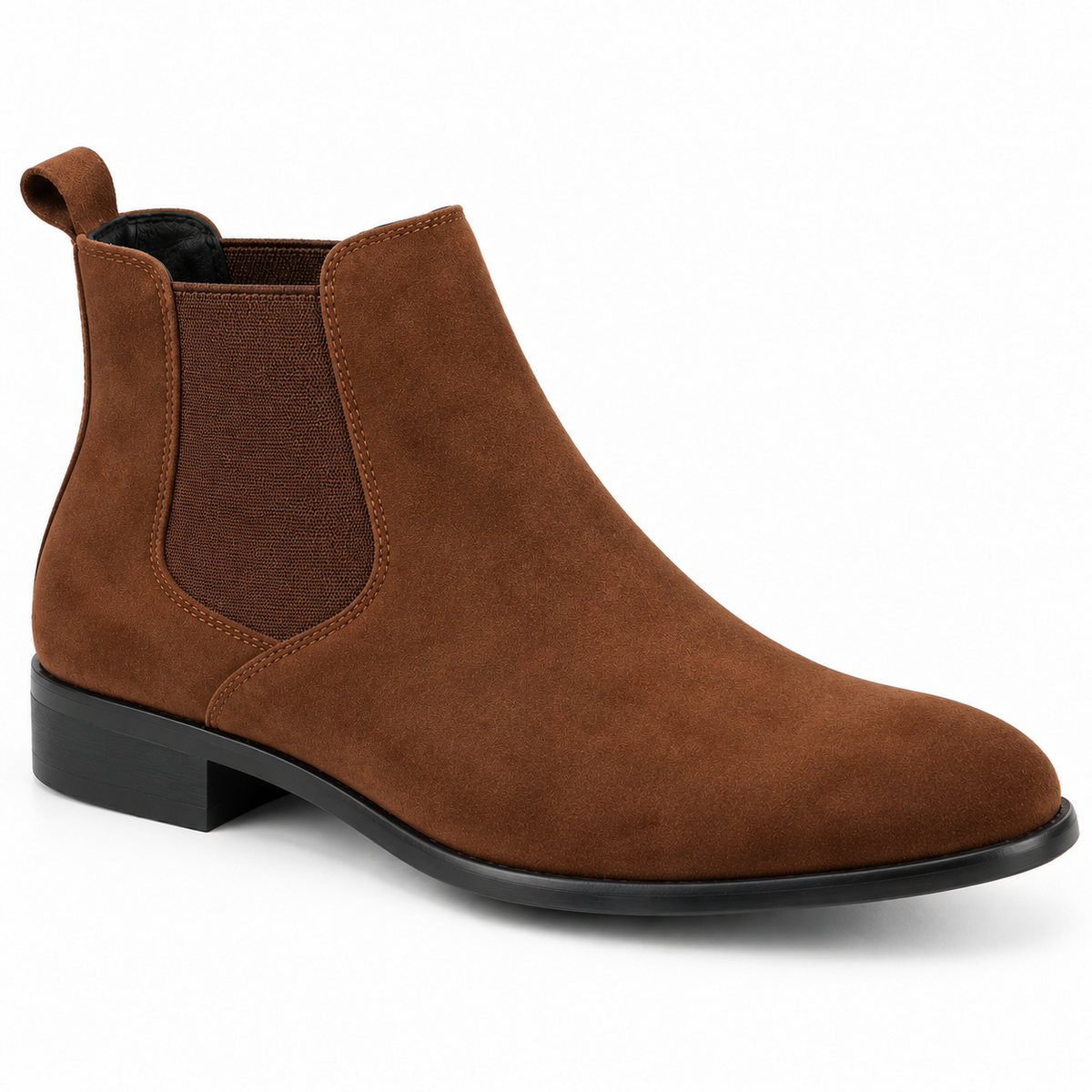 Men's dress Chelsea boots with elastic side panels and pull tab