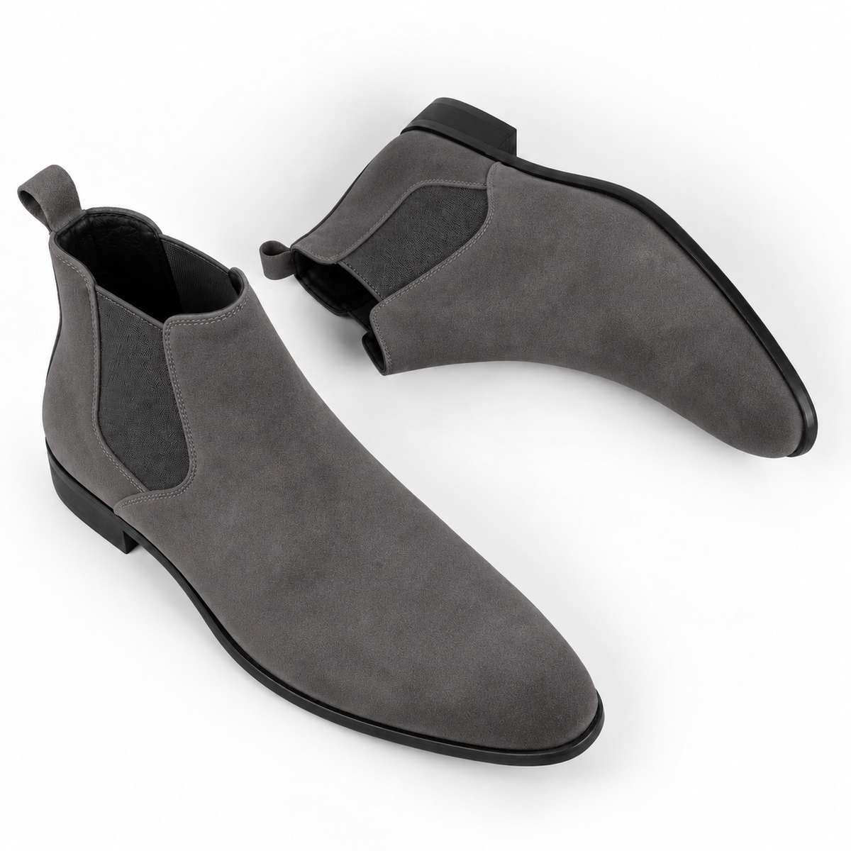 Men's dress Chelsea boots with elastic side panels and pull tab