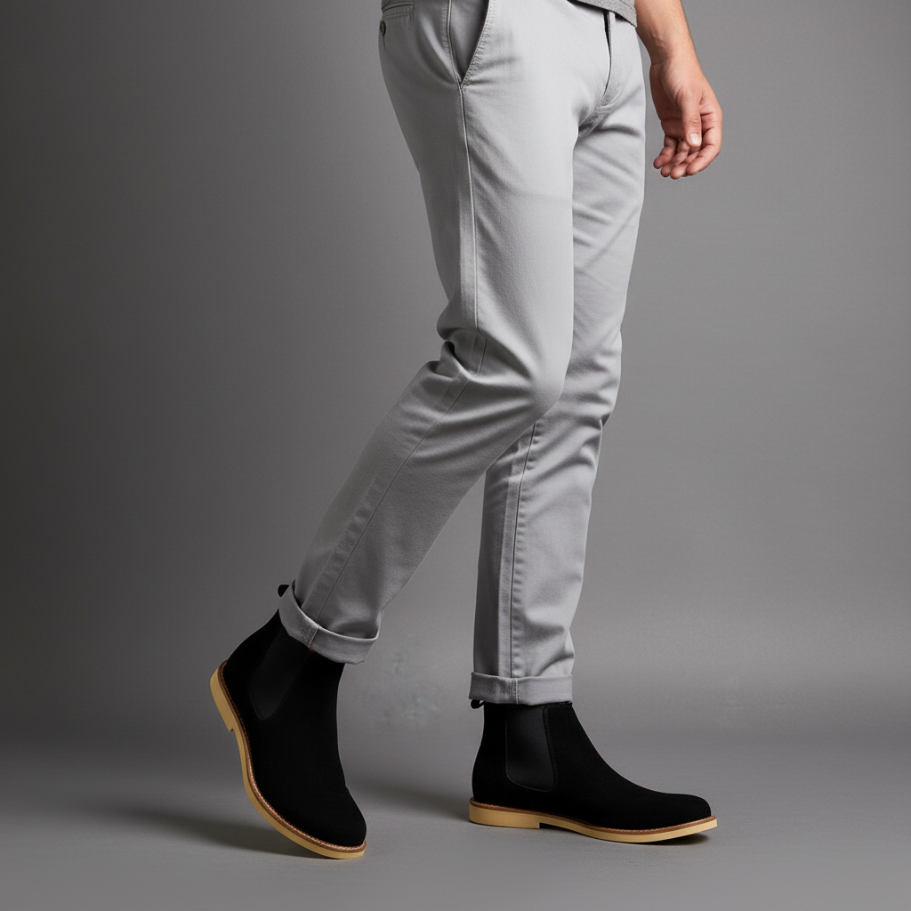 Men's suede Chelsea boots with lightweight rubber sole