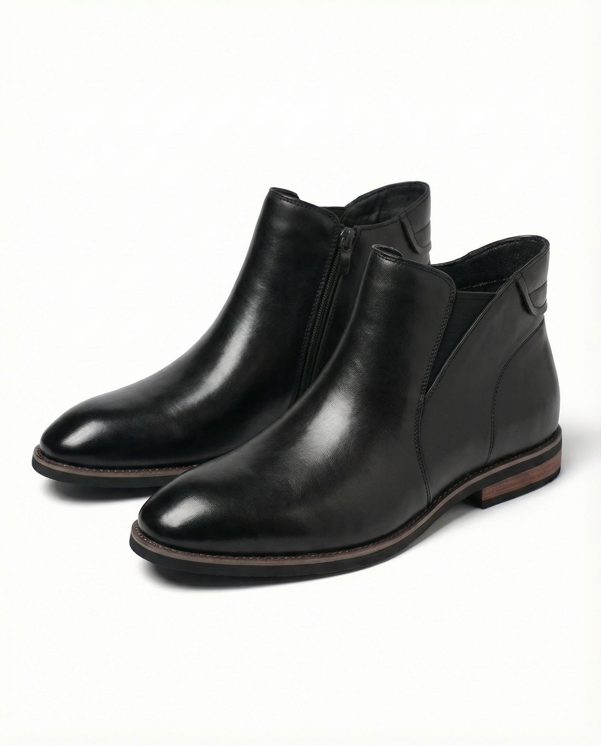 Men's leather dress Chelsea boots with side zip