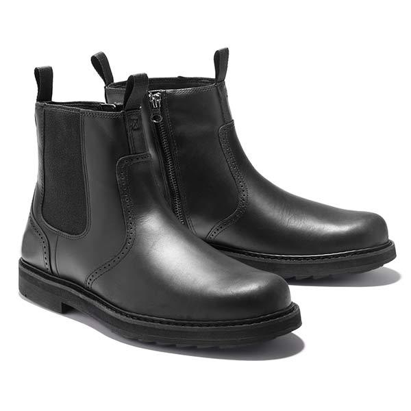 Men's leather Chelsea boots with rubber sole in Black