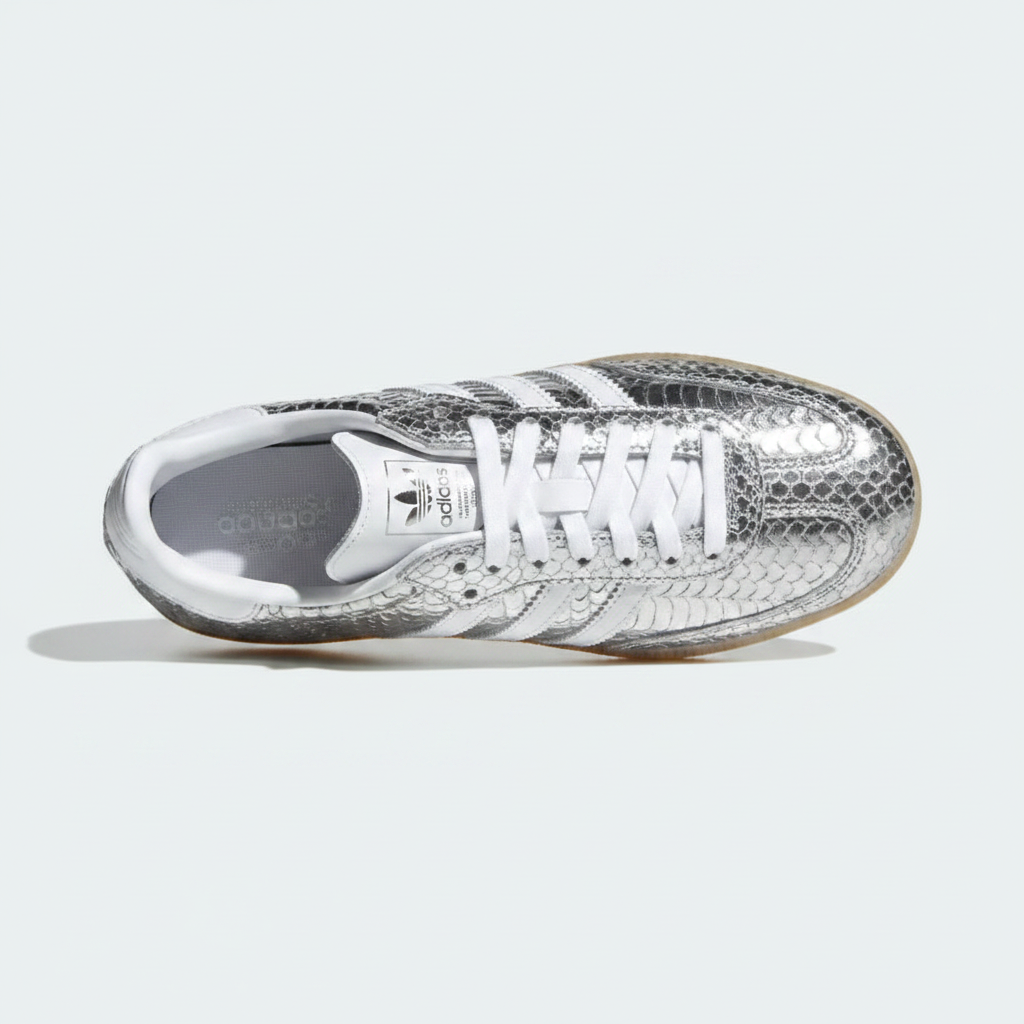 Adidas Samba — Silver Metallic Snakeskin