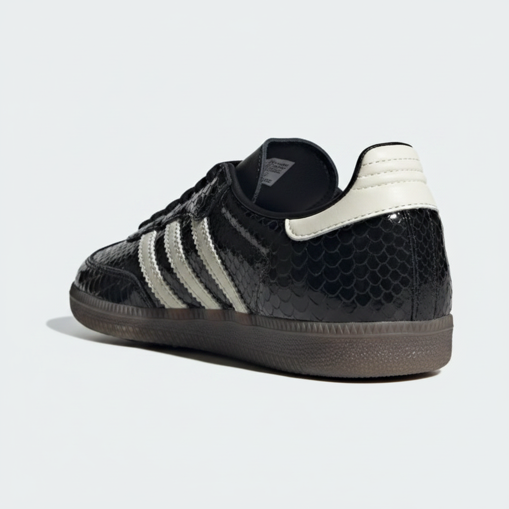 Adidas Samba — Black Patent Snakeskin