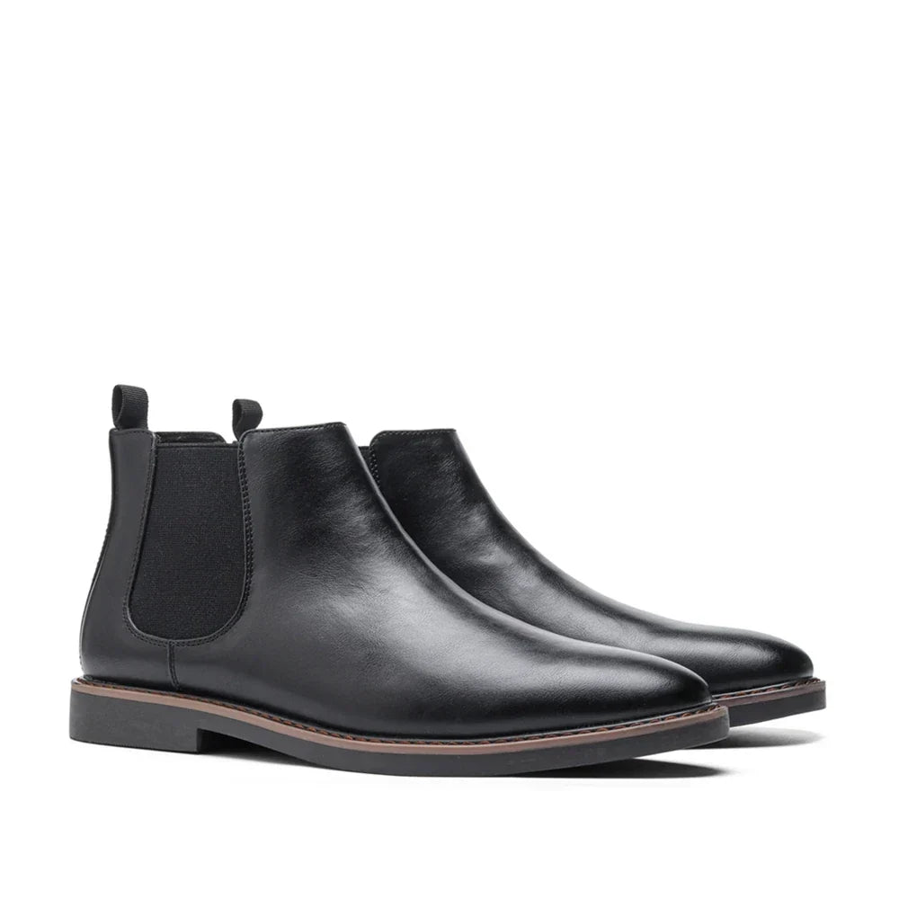 Men's dress Chelsea boots with elastic sides and padded insole in Black