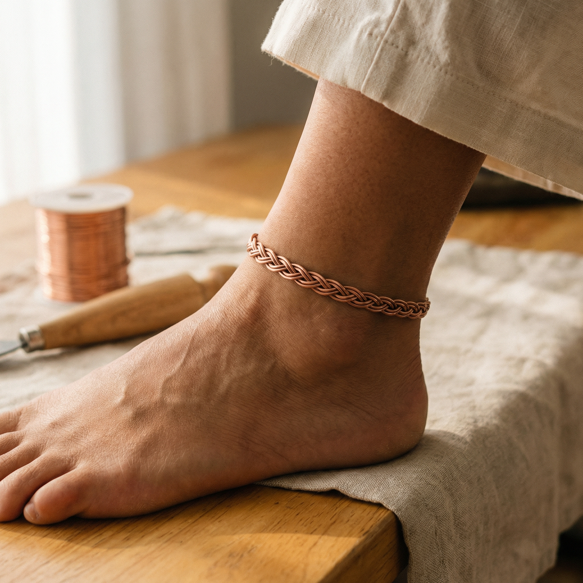 Calder's Reed Copper Anklet