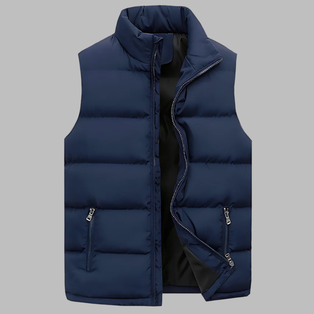 Glen | Men's Quilted Puffer Vest with Stand Collar and Cotton Lining